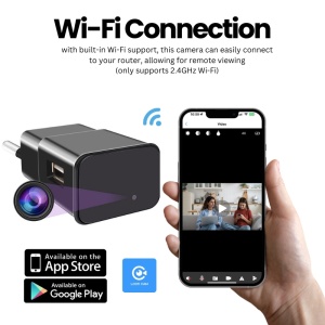Mini Camera Incarcator USB iUni IP1000, Wi-Fi, Vizualizare 4K, Slot Card, Slot card - Img 4