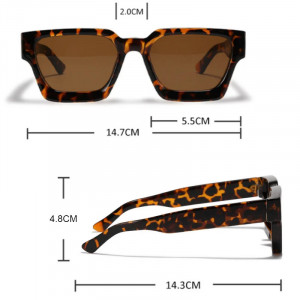 Ochelari de Soare Retro Square iUni iEye, UV400, Animal Print - Img 7