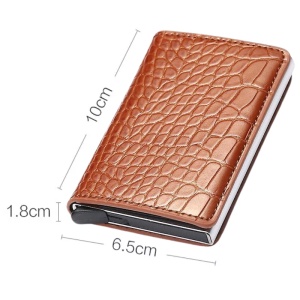 Portofel RFID iUni P1, 8 carduri, Print crocodil Maro - Img 12