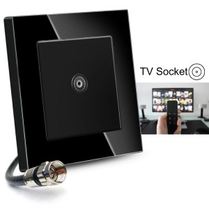 Priza TV cu Rama din sticla securizata, iUni TS, Conector Mama 9.5mm, Black - Img 2