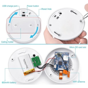 Camera Spion Detector de fum iUni D103, 64GB, Wi-Fi, Vizualizare 4K - Img 6