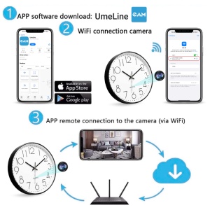 Camera spion in Ceas de perete iUni W31, 16GB, Wi-Fi, Full HD, Senzor de miscare, Alb-Negru - Img 7