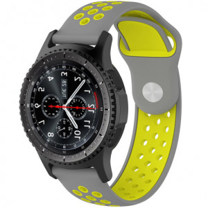 Curea ceas Smartwatch Samsung Gear S3 iUni 22 mm Silicon Sport Grey Yellow la iUni.ro