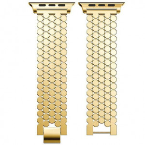 Curea iUni compatibila cu Apple Watch Ultra/SE/8/7/6/5/4/3/2/1, 40mm, Jewelry, Otel Inoxidabil, Gold - Img 4
