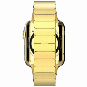 Curea iUni compatibila cu Apple Watch Ultra/SE/8/7/6/5/4/3/2/1, 42mm, Link Bracelet, Otel Inoxidabil, Gold - Img 2