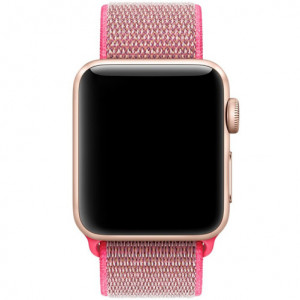 Curea iUni compatibila cu Apple Watch Ultra/SE/8/7/6/5/4/3/2/1, 44mm, Nylon Sport, Woven Strap, Electric Pink - Img 3