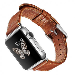 Curea iUni compatibila cu Apple Watch Ultra/SE/8/7/6/5/4/3/2/1, 44mm, Vintage, Piele, Brown - Img 6