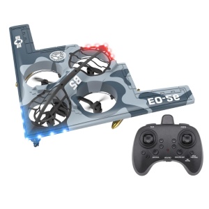 Drona avion cu telecomanda iUni E0-26, Quadcopter, Stealth Bomber Plane, Acrobatii 360°, Giroscop, Rezistent la impact, Lumini LED, Albastru