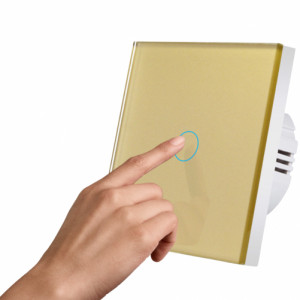 Intrerupator touch iUni 1F, 1 Canal, Sticla Securizata, LED, Gold - Img 2