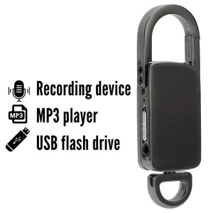 Reportofon Breloc iUni BR11 Plus, 8GB, Activare vocala, MP3 Player, Black - Img 2