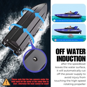 Barca cu telecomanda iUni HJ821, RC High-Speed Boat, Viteza 15 km/h, 2.4GHz, Blue - Img 5