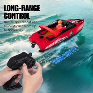 Barca cu telecomanda iUni HJ821, RC High-Speed Boat, Viteza 15 km/h, 2.4GHz, Red - Img 8