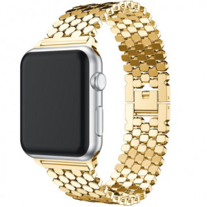 Curea iUni compatibila cu Apple Watch Ultra/SE/8/7/6/5/4/3/2/1, 40mm, Jewelry, Otel Inoxidabil, Gold - Img 3