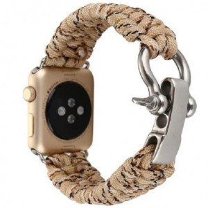 Curea iUni compatibila cu Apple Watch Ultra/SE/8/7/6/5/4/3/2/1, 40mm, Elastic Paracord, Rugged Nylon Rope, Cream