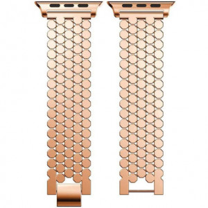 Curea iUni compatibila cu Apple Watch Ultra/SE/8/7/6/5/4/3/2/1, 42mm, Jewelry, Otel Inoxidabil, Rose Gold - Img 4