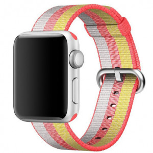 Curea iUni compatibila cu Apple Watch Ultra/SE/8/7/6/5/4/3/2/1, 42mm, Nylon, Woven Strap, Rainbow