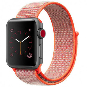 Curea iUni compatibila cu Apple Watch Ultra/SE/8/7/6/5/4/3/2/1, 42mm, Nylon Sport, Woven Strap, Electric Orange