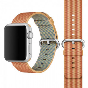 Curea iUni compatibila cu Apple Watch Ultra/SE/8/7/6/5/4/3/2/1, 44mm, Nylon, Woven Strap, Gold/Red - Img 4