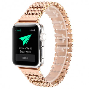 Curea iUni compatibila cu Apple Watch Ultra/SE/8/7/6/5/4/3/2/1, 44mm, Luxury, Otel Inoxidabil, Rose Gold - Img 2