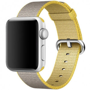 Curea iUni compatibila cu Apple Watch Ultra/SE/8/7/6/5/4/3/2/1, 44mm, Nylon, Woven Strap, Yellow/Gray