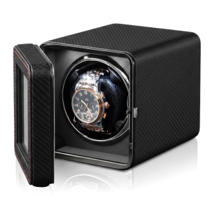 Cutie intors ceas automatic iUni, Watch Winder, Piele ecologica, Carbon