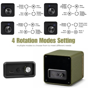 Cutie intors ceas automatic iUni, Watch Winder, Piele ecologica, Verde Kaki - Img 4