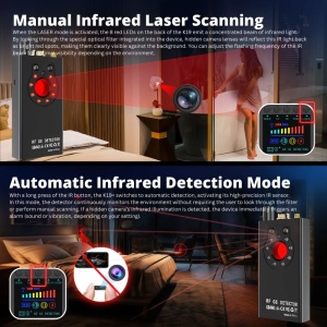 Detector de camere, microfoane spion si localizatoare GPS profesional iUni K19+, Frecventa 100-8000 MHz - Img 5