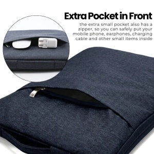 Geanta Laptop 15"-16" iUni, Material Textil Impermeabil, Anti-zgarieturi, Anti-socuri, Buzunar extern, Bleumarin - Img 5
