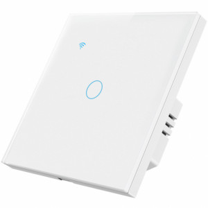 Intrerupator smart touch iUni 1F, 1 Canal, Wi-Fi, Sticla securizata, LED