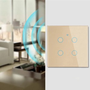 Intrerupator smart touch, WiFi, Sticla securizata, iUni 4G, 10A, Control vocal, Smart Life / Tuya, LED, Gold - Img 9