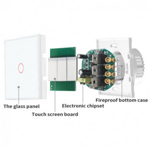 Intrerupator touch iUni 1F, 1 Canal, Sticla securizata, LED - Img 3