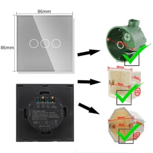 Intrerupator touch iUni 3F, 3 Canale, Sticla Securizata, LED, Silver - Img 5