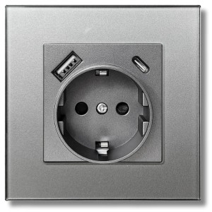 Priza rama sticla securizata, porturi USB-A si USB-C, iUni UC1, 16A, Silver - Img 3