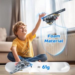 Avion cu telecomanda iUni E0-26, Stealth Bomber Plane, Acrobatii 360°, Giroscop, Rezistent la impact, Lumini LED, Albastru - Img 2