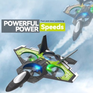 Avion cu telecomanda iUni S98, Combat Aircraft, Acrobatii 360°, Giroscop, Rezistent la impact, Lumini LED, Verde - Img 4