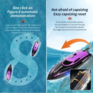 Barca cu telecomanda iUni HJ812, RC Racing Speed Boat Drift, Viteza 25 km/h, 2.4GHz - Img 4