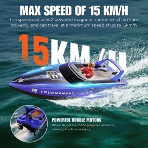 Barca cu telecomanda iUni HJ821, RC High-Speed Boat, Viteza 15 km/h, 2.4GHz, Blue - Img 2