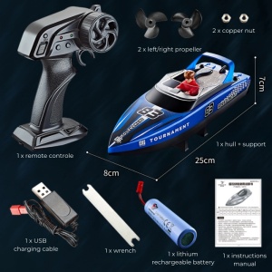 Barca cu telecomanda iUni HJ821, RC High-Speed Boat, Viteza 15 km/h, 2.4GHz, Blue - Img 12