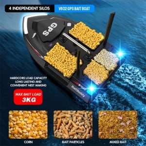 Barca Plantat, Nadit si Momit iUni V802 PRO, GPS cu Autopilot, Giroscop si Intoarcere Automata la Mal, 4 Cuve, 3kg, 500m, 2 Baterii 12000mAh, Negru - Img 4