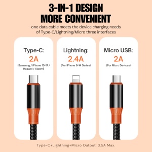 Cablu incarcare 5 in 1, iUni B18, 120cm, USB-A/USB-C la Micro-USB, Lightning, Type-C, iPhone, Samsung, Huawei, Xiaomi, Airpods, MacBook - Img 4