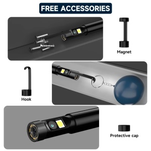 Camera Inspectie Auto iUni ROT50, 2 Camere, Camera Frontala + Camera Rotativa Laterala la 180°, Ecran LCD 5", 1080P, Cablu Semirigid, 1M Lungime, 8+1 LED-uri ajustabile, Rezistenta la Apa IP67, 5000mAh - Img 8