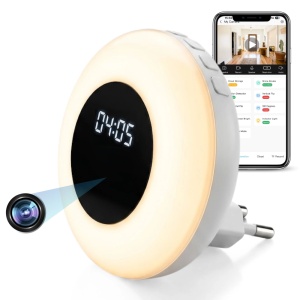 Camera Spion in Lampa de veghe cu Ceas iUni IP71, Wi-Fi, Full HD, Night Vision, Vizualizare Live pe telefon