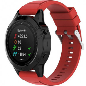 Curea ceas Smartwatch Garmin Fenix 7 / 6 / 5 Plus / 5, 22 mm Silicon iUni Red - Img 2