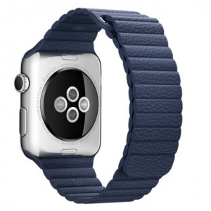 Curea iUni compatibila cu Apple Watch Ultra/SE/8/7/6/5/4/3/2/1, 38mm, Leather Loop, Piele, Midnight Blue