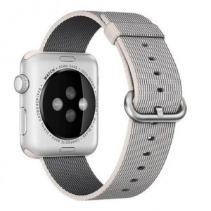 Curea iUni compatibila cu Apple Watch Ultra/SE/8/7/6/5/4/3/2/1, 38mm, Nylon, Woven Strap, White/Gray