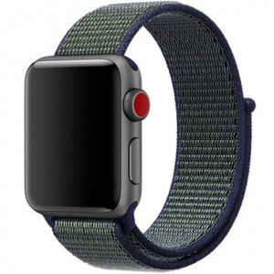 Curea iUni compatibila cu Apple Watch Ultra/SE/8/7/6/5/4/3/2/1, 38mm, Nylon Sport, Woven Strap, Navy Blue/Green