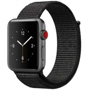 Curea iUni compatibila cu Apple Watch Ultra/SE/8/7/6/5/4/3/2/1, 38mm, Nylon Sport, Woven Strap, Dark Black