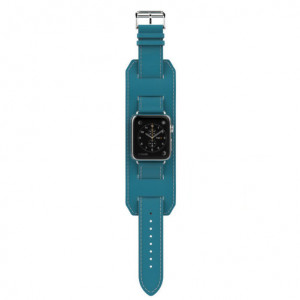 Curea iUni compatibila cu Apple Watch Ultra/SE/8/7/6/5/4/3/2/1, 40mm, Cuff 4 in 1, Piele, Albastru - Img 2