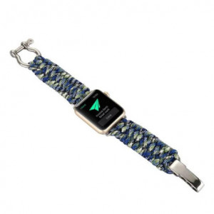 Curea iUni compatibila cu Apple Watch Ultra/SE/8/7/6/5/4/3/2/1, 40mm, Elastic Paracord, Rugged Nylon Rope, Blue and Green - Img 3