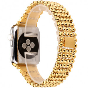 Curea iUni compatibila cu Apple Watch Ultra/SE/8/7/6/5/4/3/2/1, 42mm, Luxury, Otel Inoxidabil, Gold